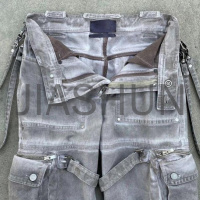 Garment Dye Vintage Wash Baggy Cargo Jeans