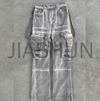 Garment Dye Vintage Wash Baggy Cargo Jeans