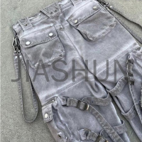 Garment Dye Vintage Wash Baggy Cargo Jeans