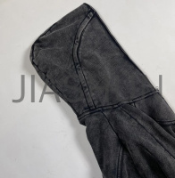 Distressed Stone Acid Wash Oversized Zip-Up Hoodie