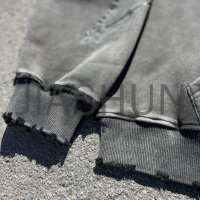 Heavyweight Vintage Acid Wash Distressed Pullover Hoodie