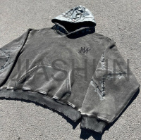 Heavyweight Vintage Acid Wash Distressed Pullover Hoodie
