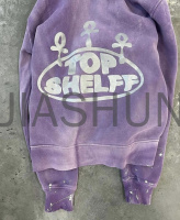 Acid Wash Paint Splatter Oversized Full Zip Hoodie