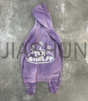 Acid Wash Paint Splatter Oversized Full Zip Hoodie