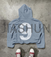 Heavyweight Cotton Raw Hem Hoodie with Applique Embroidery