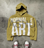 Heavyweight Cotton Raw Hem Hoodie with Applique Embroidery