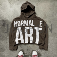 Heavyweight Cotton Raw Hem Hoodie with Applique Embroidery
