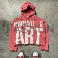Heavyweight Cotton Raw Hem Hoodie with Applique Embroidery
