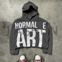 Heavyweight Cotton Raw Hem Hoodie with Applique Embroidery