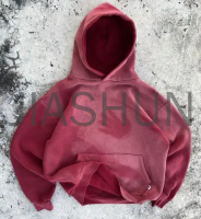 Vintage Sun Faded Stone Acid Wash No-String Pocket Hoodie