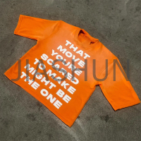 Distressed 100% Cotton T-Shirt with Screen Print