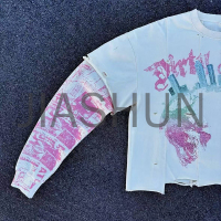 Double Layer Cotton Long Sleeve Printed T-Shirt