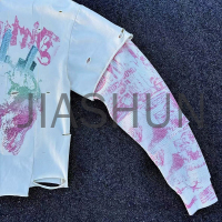 Double Layer Cotton Long Sleeve Printed T-Shirt