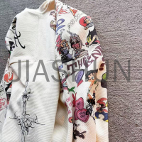 300gsm Cotton Distressed Waffle Knitted Long Sleeve T-Shirt