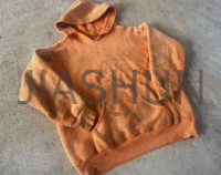 Acid Wash Sun-Faded Heavyweight French Terry Hoodie with Logo Print
