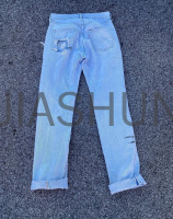 Vintage Light Wash Distressed High Waist Straight Denim Jeans