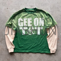 Acid Wash Oversized Long Sleeve T-Shirt with DTG Print