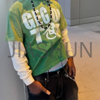 Acid Wash Oversized Long Sleeve T-Shirt with DTG Print