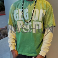 Acid Wash Oversized Long Sleeve T-Shirt with DTG Print
