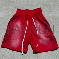 Acid Wash Loose Short with Rhinestone and Screen Printing