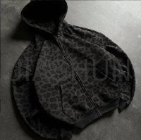 Heavyweight Cotton Leopard Camouflage Full Print Zip-Up Hoodie