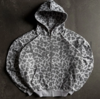 Heavyweight Cotton Leopard Camouflage Full Print Zip-Up Hoodie