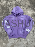 French Terry Rhinestone Zip-Up Hoodie with DTG and Embroidery