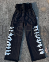 Vintage Wash Distressed Patchwork Sweatpants with Embroidery