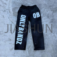 Cotton Sun Faded Vintage Wide-leg Applique Sweatpants