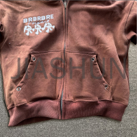 Vintage Stone Wash Terry Zip-Up Hoodie with Logo Printing