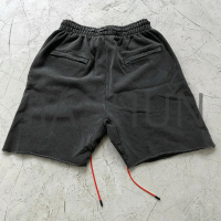 Stone Wash French Terry 100% Cotton Sweat Shorts with Raw Cut Hem