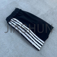 Loose French Terry Baggy Jogger Side Stripe Sweat Shorts