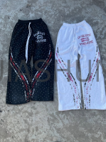 Acid Wash Sweatpants with Screen Print and Rhinestones