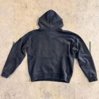 Vintage Wash Distressed French Terry Hoodie with Logo Print