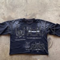 Acid Wash Printed Raw Cut Hem Cotton T-Shirt