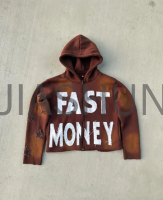 Oversize Acid Wash Sun-Faded Zip-Up Hoodie Embroidered French Terry