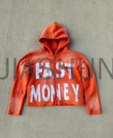 Oversize Acid Wash Sun-Faded Zip-Up Hoodie Embroidered French Terry