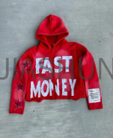 Oversize Acid Wash Sun-Faded Zip-Up Hoodie Embroidered French Terry