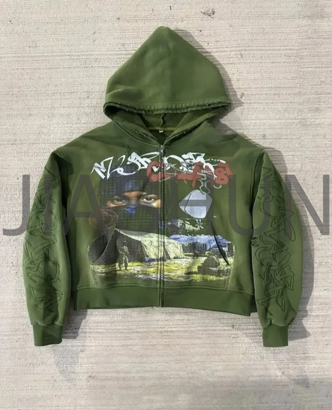 Oversized Acid Wash Sun Faded Hoodie with DTG Print