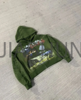 Oversized Acid Wash Sun Faded Hoodie with DTG Print