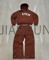 100% Cotton French Terry Hoodie and Sweatpants Set with Rivets