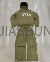 100% Cotton French Terry Hoodie and Sweatpants Set with Rivets