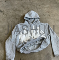 Distressed French Terry Hoodie with Applique