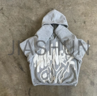 Distressed French Terry Hoodie with Applique