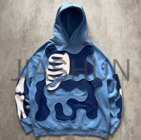 100% Cotton Pullover Hoodie with Logo Patch Embroidery