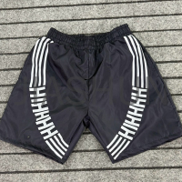 100% Nylon Loose Baggy Mid-Waist Sweat Shorts with Stripe