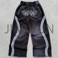 Vintage Wash Heavyweight Terry Oversize Jogger with Rhinestone