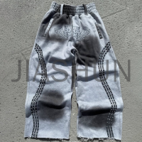 Vintage Wash Heavyweight Terry Oversize Jogger with Rhinestone