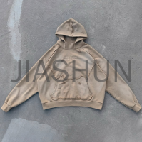 French Terry Dirty Wash Boxy Fit Print Drop Shoulder Hoodie