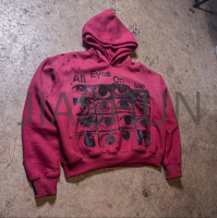 Vintage Sun Faded Distressed Oversized Hoodie with DTG Print